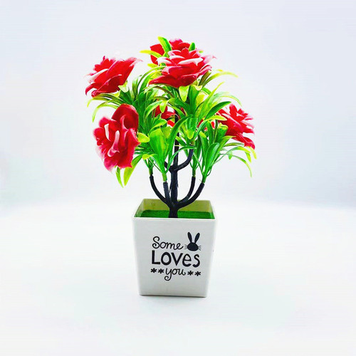 Home decoration ornaments simulated plants 7 roses bonsai potted plants factory low price direct selling fake flowers