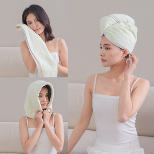 Thick double-sided two-color coral fleece hair drying cap for women super absorbent quick-drying soft thick hair drying towel