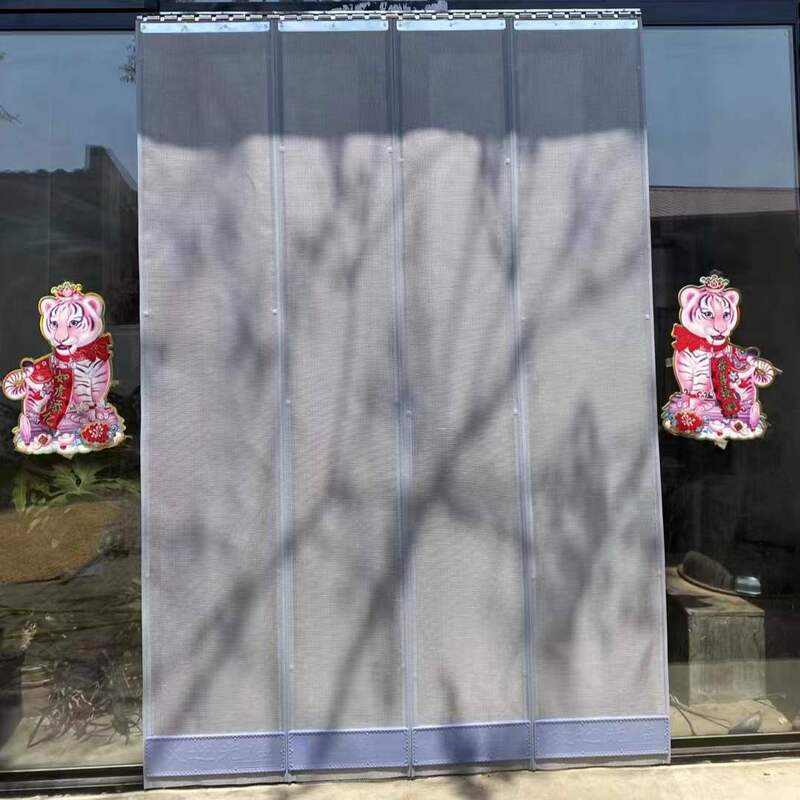 Mesh Door Curtain Manufacturer Supplies Mesh Door Curtains for Summer, Hollow-Out Bedroom Gray Door Curtains, Breathable, Magnetic Self-Adhesive, Mosquito-Proof