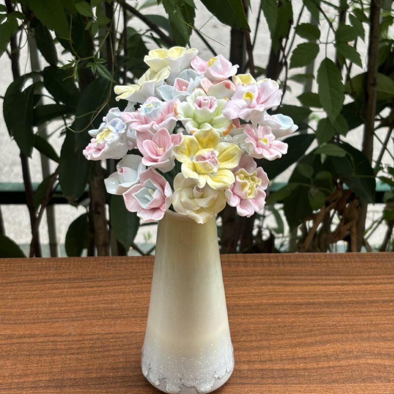景德镇高温手工陶瓷花朵批发花瓶装饰花束送女友礼物|undefined