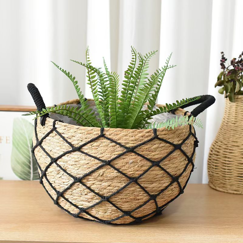Cesta Decorativa de Hierba Tejida