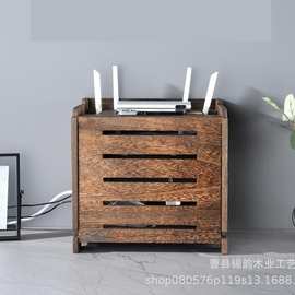实木路由器收纳盒wifi光猫插排插座电线板箱机顶盒置物架多功能