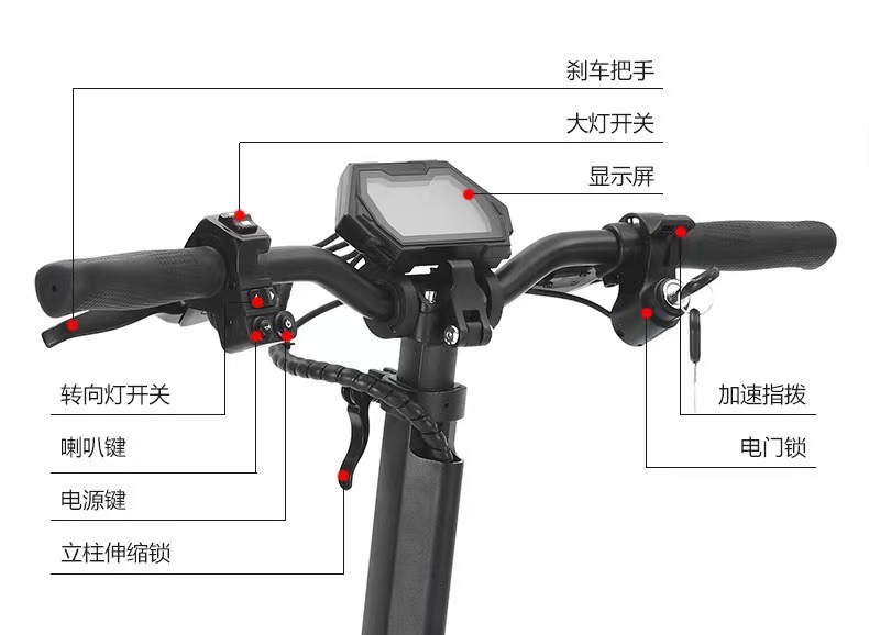 Cross-Border New Hot-Selling 48V Lithium Battery Off-Road Tire Electric Scooter, Foldable Two-Wheeled Adult Folding Mobility Vehicle