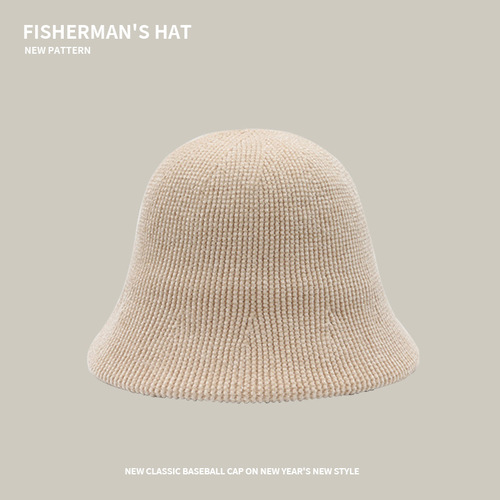 Corduroy hat women's autumn and winter new style plain bucket fisherman hat Korean style face-showing small face-covering retro versatile basin hat