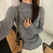 2025冬女装新款韩系半高领木耳边针织打底毛衣女6705