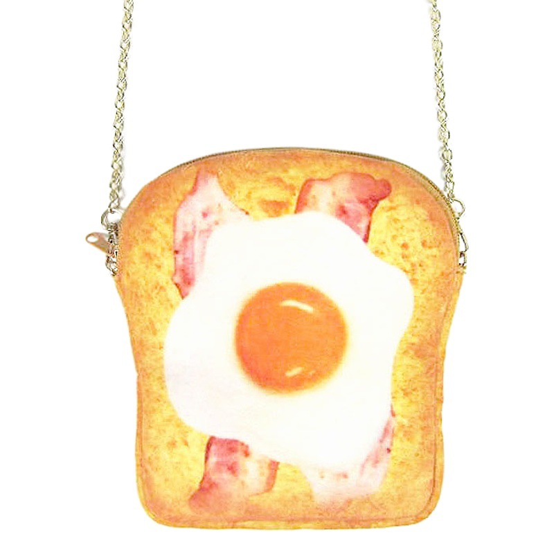 Harajuku creativo bolso de las mujeres lindo huevo escalfado bolsa pan tostado cadena bolso del teléfono móvil japonés y coreano tela MINI BOLSA