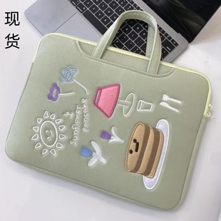 Spot portable laptop cute cartoon embroidery Apple 13.3 inch computer bag Lenovo 14 liner notebook
