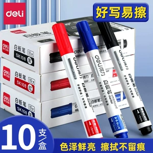 Deli SK108 Phitebord Pen Black Wipe Написание написания Polly Pen Red Blue
