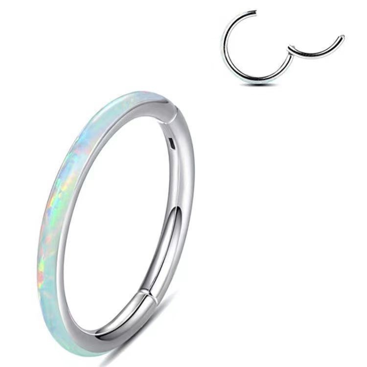 Vendita diretta in fabbrica di orecchini in opale, in acciaio al titanio, con elica, perno, anello piercing multifunzionale per setto nasale_voghion.com