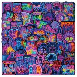 50张KPOP猎魔女团贴纸黑夜霓虹灯DIY涂鸦个性跨境创意汽车贴贴画