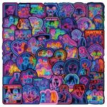 50张KPOP猎魔女团贴纸黑夜霓虹灯DIY涂鸦个性跨境创意汽车贴贴画