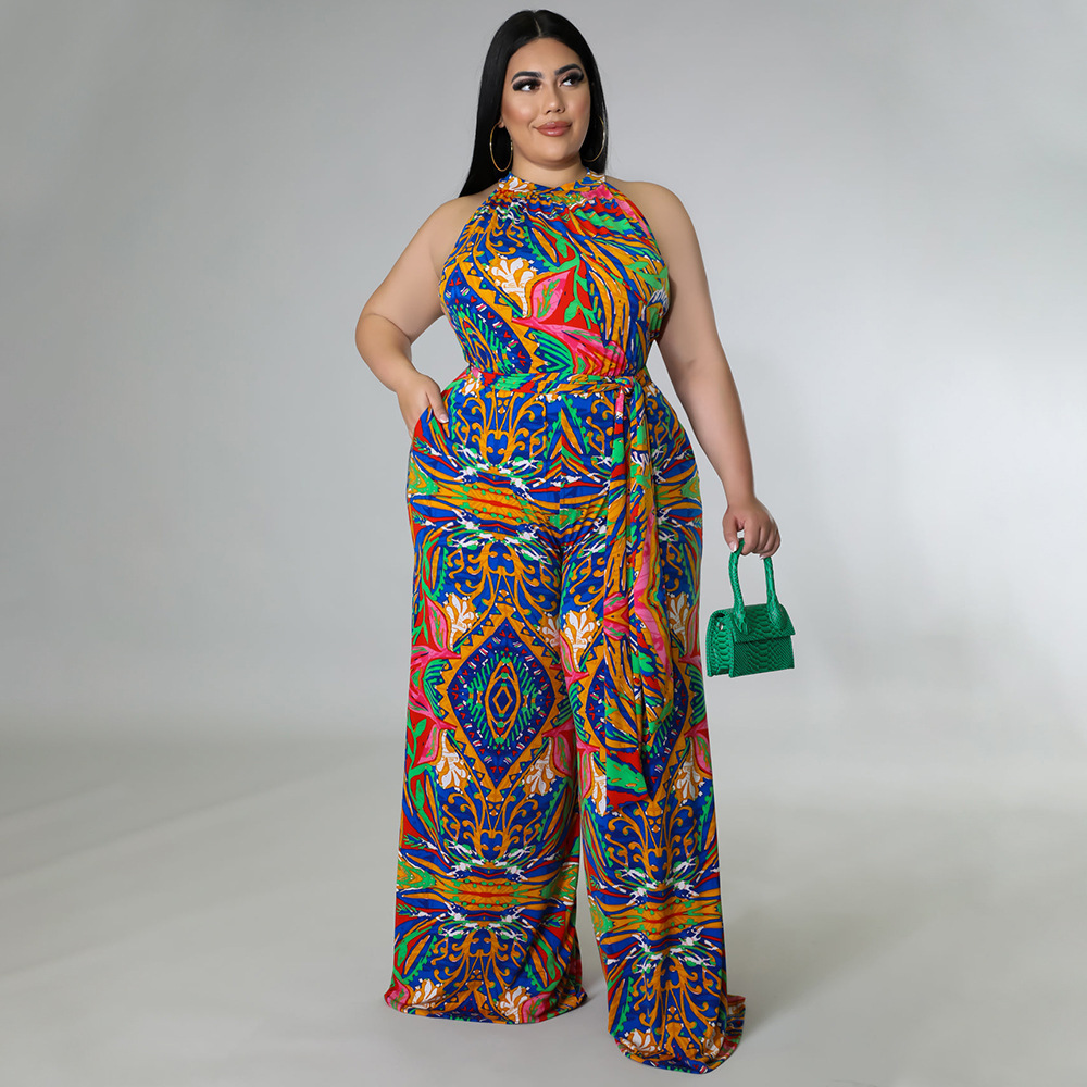 Women's Daily Vintage Style Color Block Full Length Printing Jumpsuits display picture 6