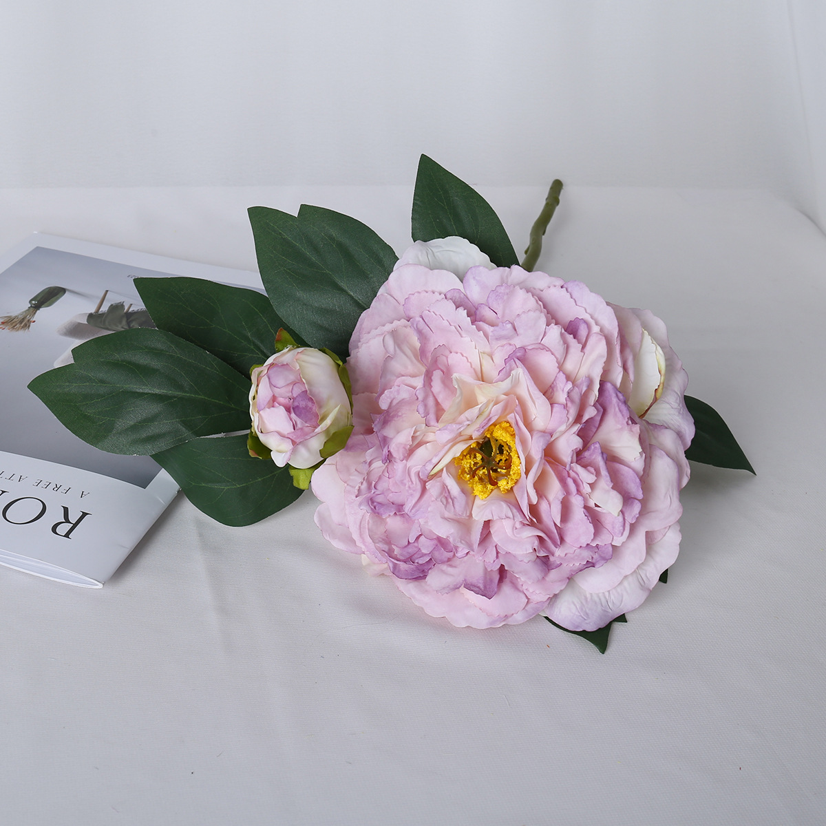 Simulación de una sola rama 2 cabeza peonía de borde asado estilo nórdico decoración de bodas decorativa floral pintura al óleo peonía imitación flores