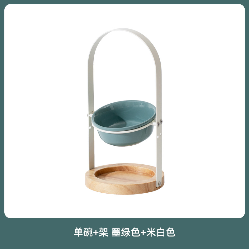 Platillo volante de cerámica de alto aspecto tazón de gato pie alto protección de la boca oblicua columna cervical tazón de comida para gatos gato y perro tazón de fuente Doble