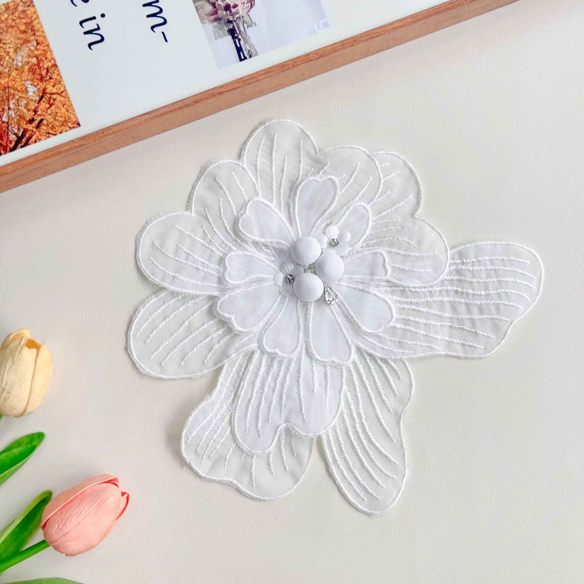 Broche de cuentas multicapa, botón floral bordado a máquina, accesorios tridimensionales para vestidos, camisas y bolsos de mujer, apliques. image 4