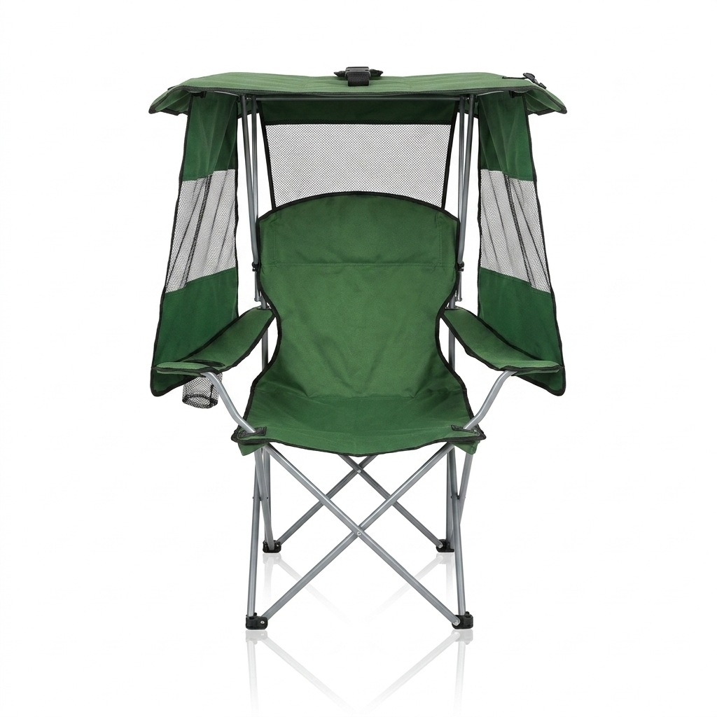 Silla plegable al aire libre silla de playa silla de pesca ensanchada con pasamanos ampliados silla de camping con techo de malla transpirable