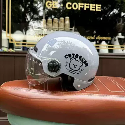 sun protection half helmet, Motosiklet kaskı (dəbilqə) - graysmiling-bear-3c-certified-short-and-high-definition-stylish-and-attractive