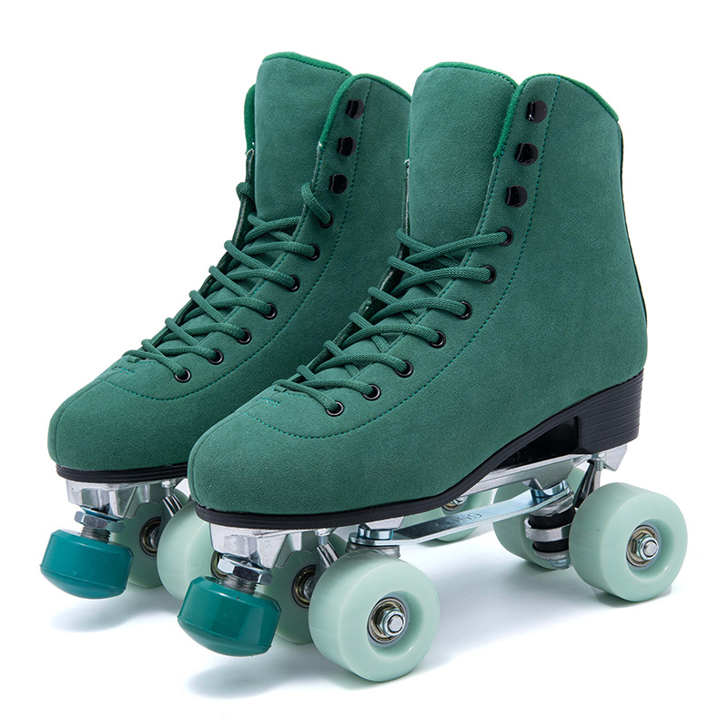 Pattini comodi alla moda per giovani a doppia fila con ruota in PU e supporto in metallo_voghion.com