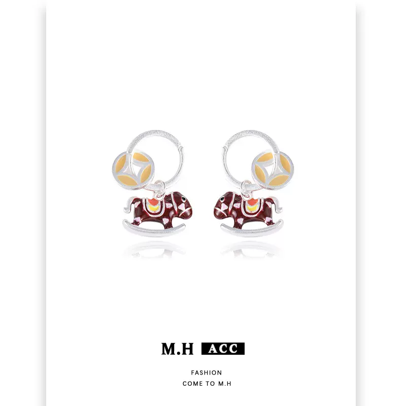 新款马上有钱耳钉女本命年精致轻奢高级感时尚百搭可爱设计感耳饰