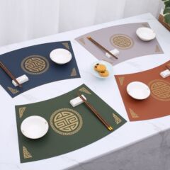 新中国式国風円卓テーブルマット生地革pvc防油防水家庭用食器マットレトロカスタマイズ