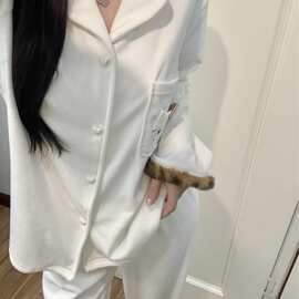 睡衣女2025新款秋冬加厚长袖长裤甜美卡通Kitty家居服套装可外穿