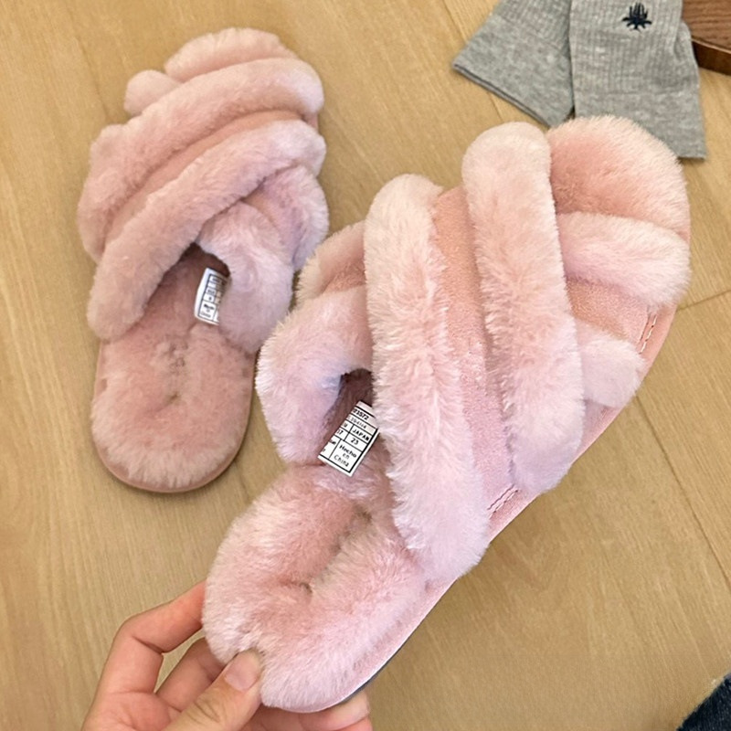 2026 Logo corretto 1 Pantofole da interno in morbida pelle di pecora integrate in cotone slip-on incrociate_voghion.com