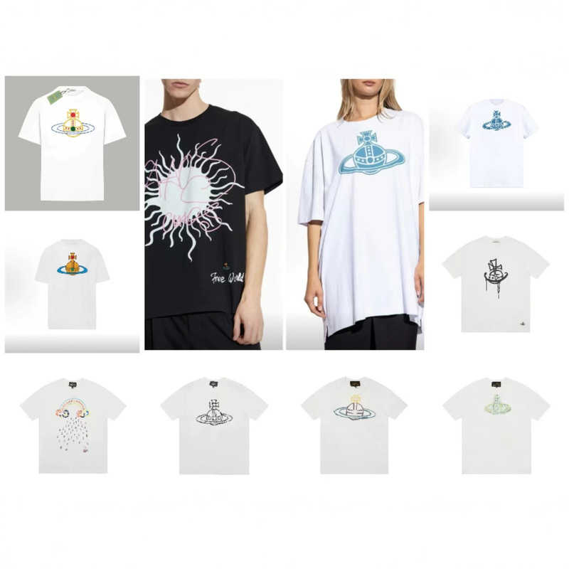 25 New Summer Styles, Niche Trendy Brand Vivi Saturn Logo Printed Short-Sleeved Loose Casual T-Shirt for Men and Women Couples 25 New Summer Styles, Niche Trendy Brand Vivi Saturn Logo Printed Short-Sleeved Loose Casual T-Shirt for Men and Women Couples