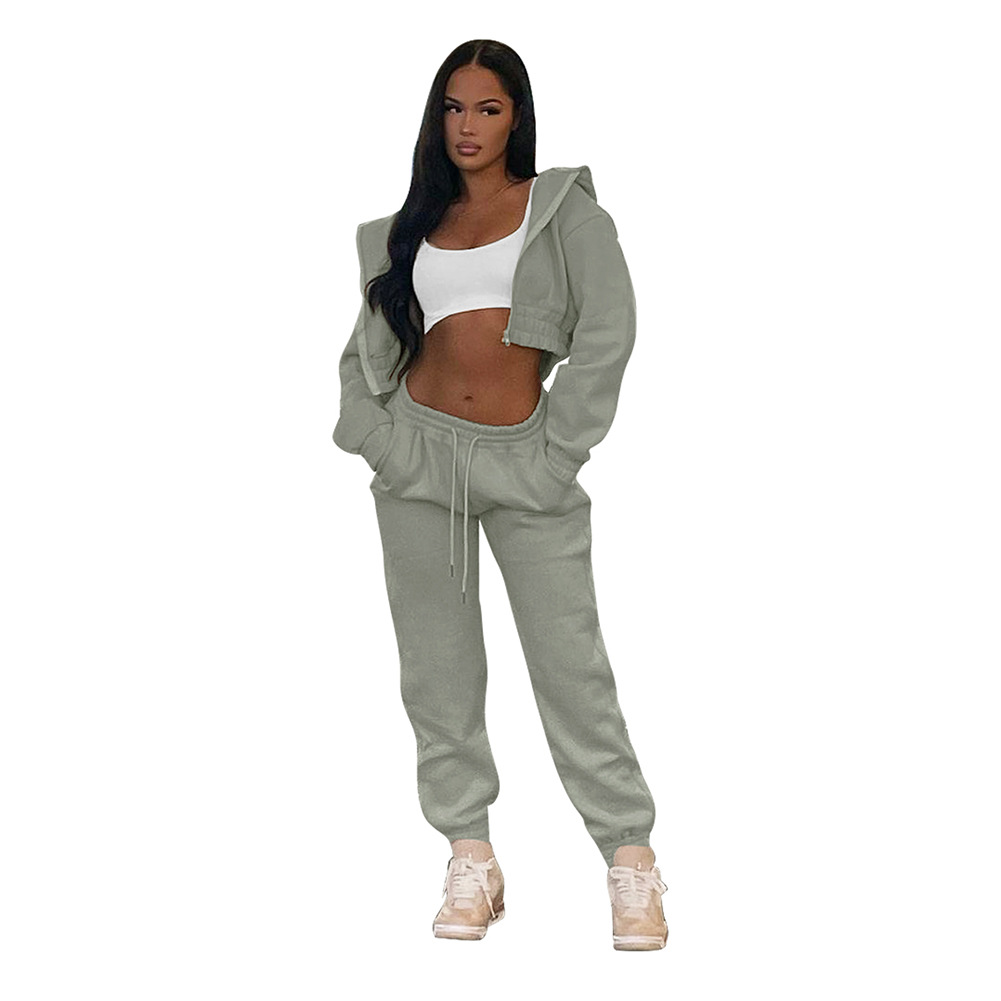 Women's Jacket Padded Sweatshirt Hooded Casual Sweatshirt Two Piece Set_voghion.com