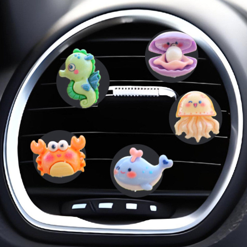 Adornos de coche de animales marinos lindos transfronterizos Adornos de pantalla de navegación de consola central de coche de dibujos animados Adornos de cabeza