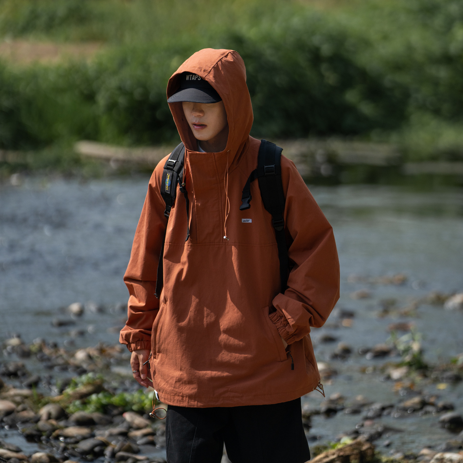 Japanese retro hoody with zipper