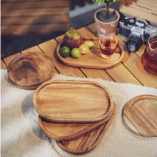 跨境代发马克杯垫木质托盘日式寿司小蛋糕碟相思木圆形甜点水果盘