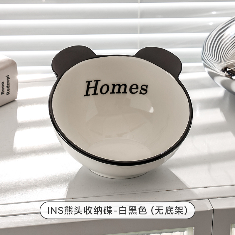 곰 머리 저장 디스크-흰색과 검정색