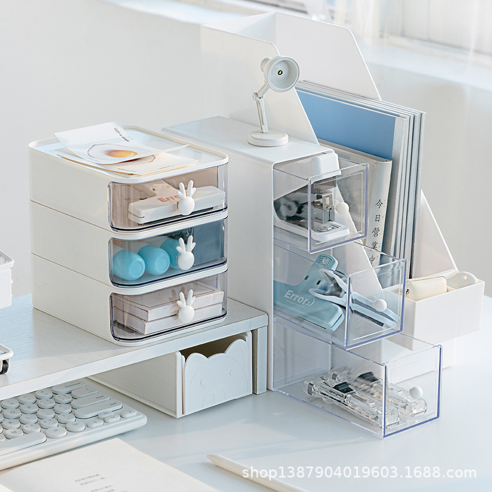 Caja de almacenamiento de escombros de escritorio caja de almacenamiento de papelería de escritorio de acrílico caja de cajón de cosméticos insfeng