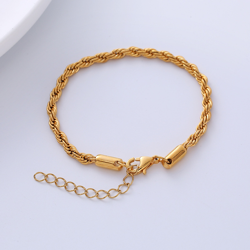 Simple Style Twist Titanium Steel Bracelets Plating Stainless Steel Bracelets