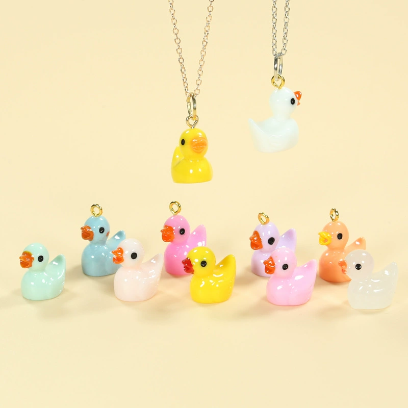 Miniature duck accessory, handmade minifigure prop for micro landscapes, solid & glow colors
