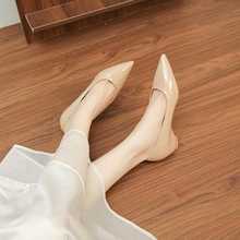 6388B内增高经典尖头低跟浅口单鞋漆皮性感红底高跟鞋女通勤鞋