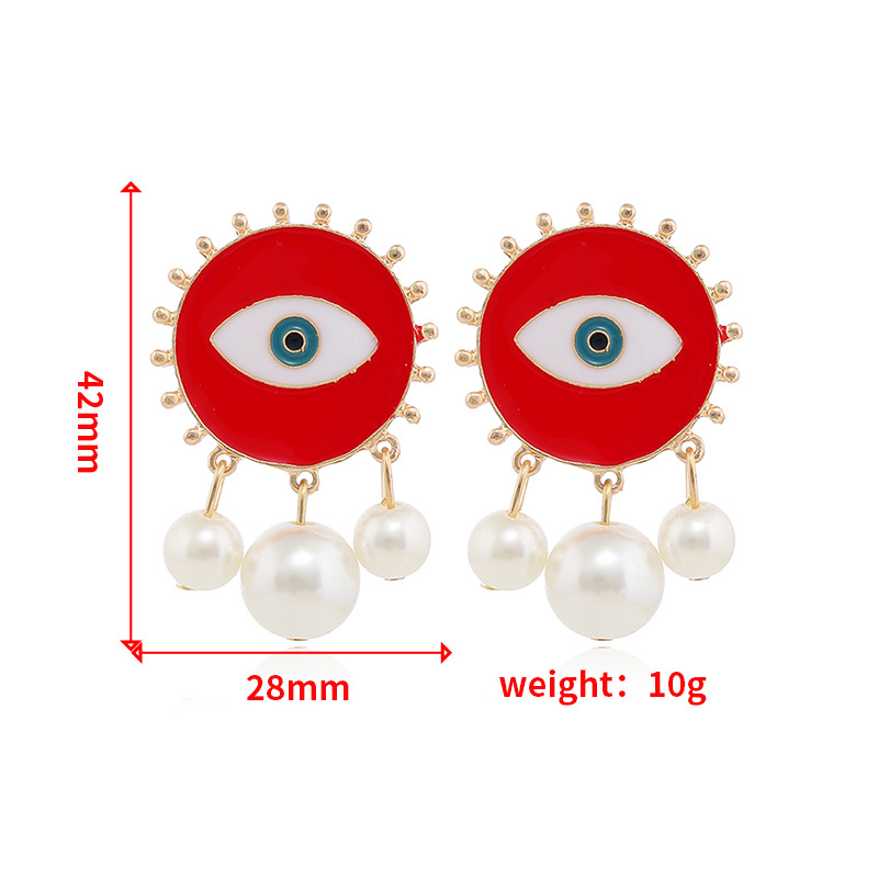 Fashion Devil Eyes Pearl Tassel Earrings Wholesale Nihaojewelry display picture 2