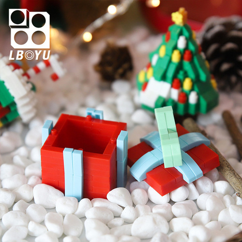 Luboyu Christmas gift compatible with Lego Christmas tree children's educational assembly toys miniature small particle building blocks