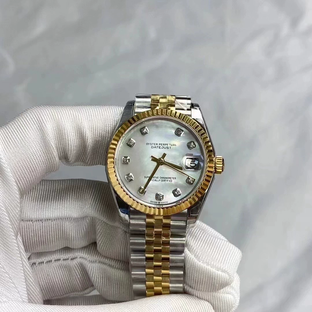Наручные часы Datejust с двумя головками лавра, автоматические механические, корпус из Oystersteel, с бриллиантовой циферблатной sapphire, одно календарь