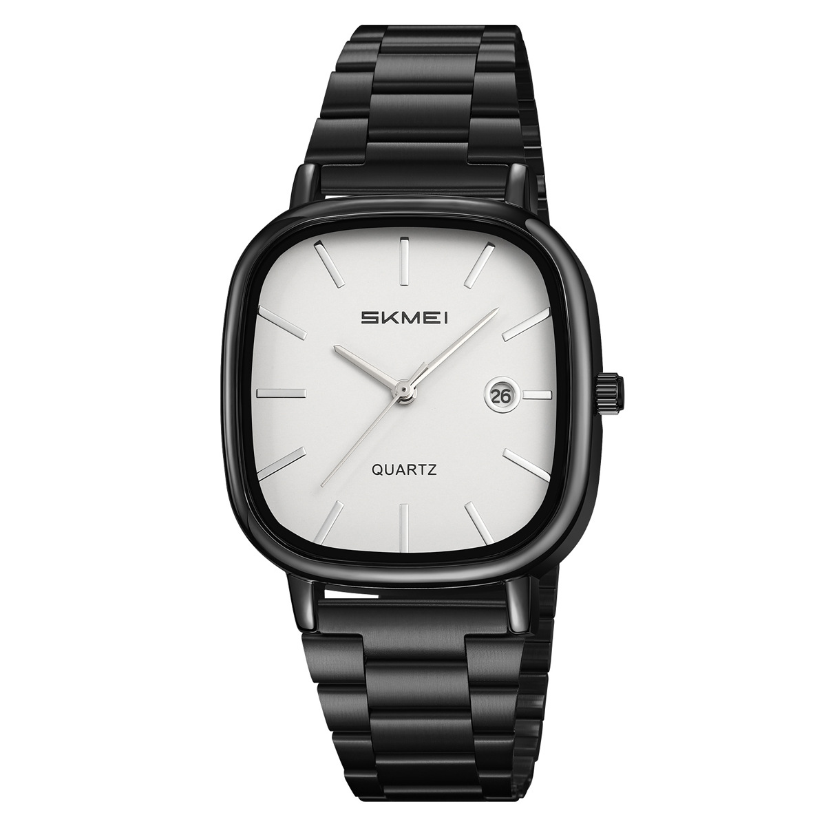 Reloj de cuarzo cuadrado retrógrado para hombres de negocios reloj de pulsera de correa de acero moda simple impermeable al por mayor transfronterizo