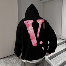 VLONE LAVER樱花大V小众潮牌美式秋冬宽松男士情侣套头连帽卫衣潮