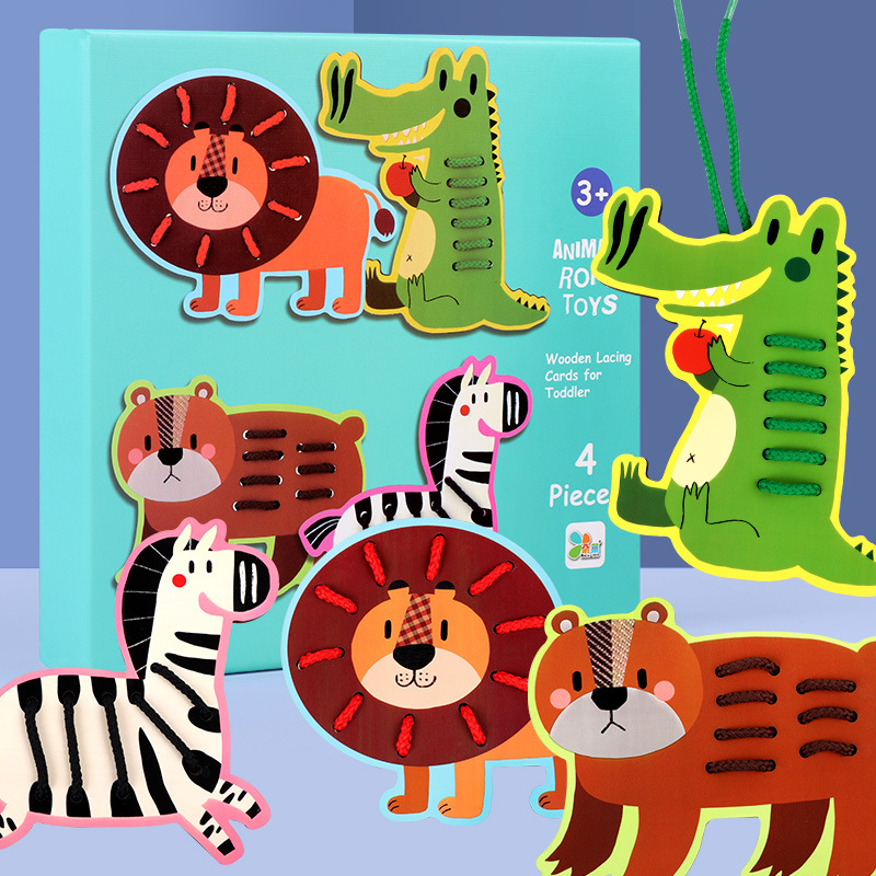 Educación temprana escritorio de madera juegos educativos para niños juguetes hechos a mano bricolaje fruta animales i tablero de roscado juguetes para niños