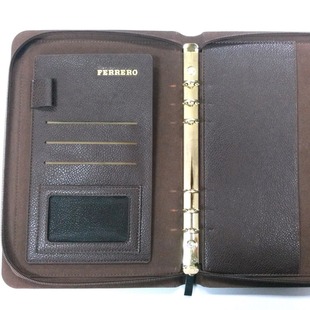 Zipper loose-leaf notebook multi-functional PU leather office iron ring hole clip hand book gift office zipper record bag