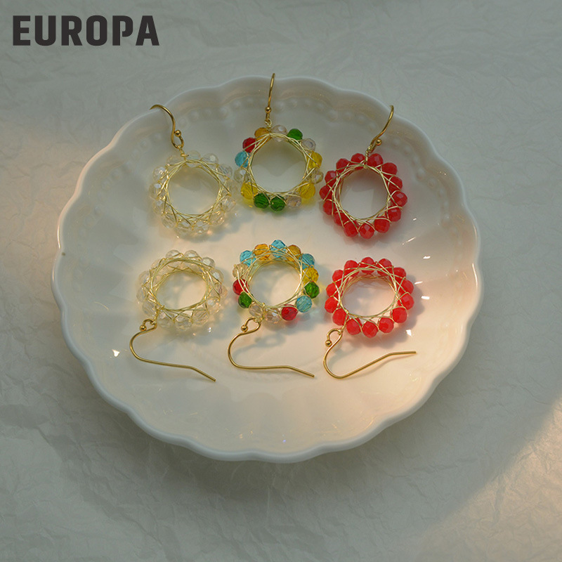 Fashion Transparent Crystal Bead Copper Earrings Wholesale display picture 5