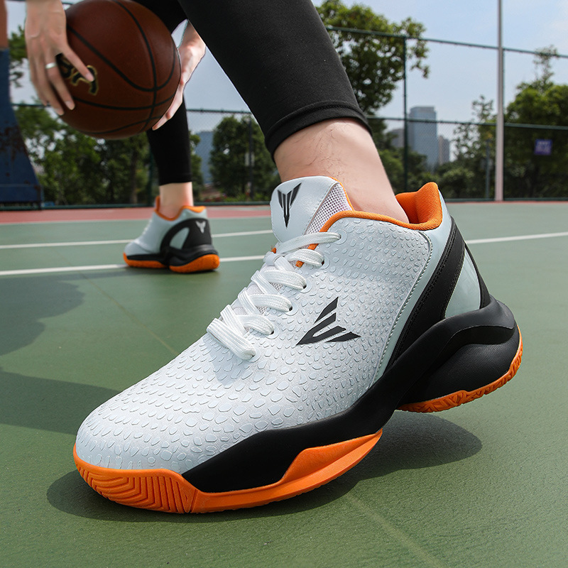 Cross-Border High-Quality Basketball Shoes for Men, Mid-Top, Breathable, Non-Slip, Wear-Resistant, Youth Competition Training, Student Sports Shoes