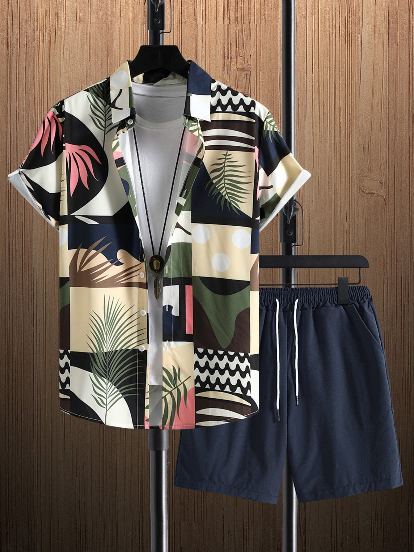 2025 nuevo estilo Amazon transfronterizo tendencia de moda casual europea y americana camisa de manga corta pantalones cortos traje MB1 MA1