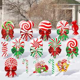 2024新款圣诞节庭院地插牌礼盒圣诞老人糖果树户外派对装饰布置牌