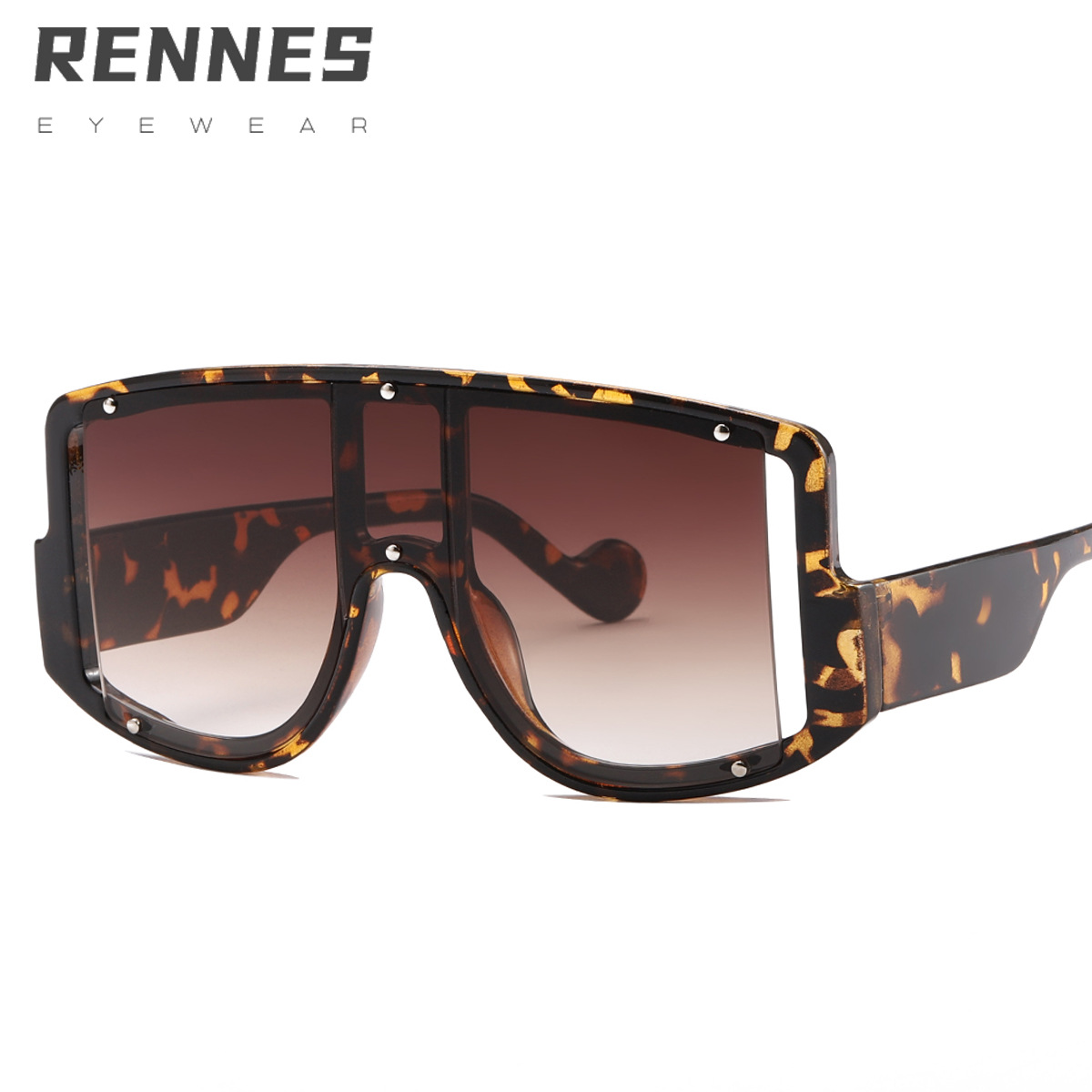 Nuevas gafas de sol punk de una sola pieza 8263 gafas de sol de remache de moda europea y americana gafas de sol de Marco grande transfronterizo de las mujeres