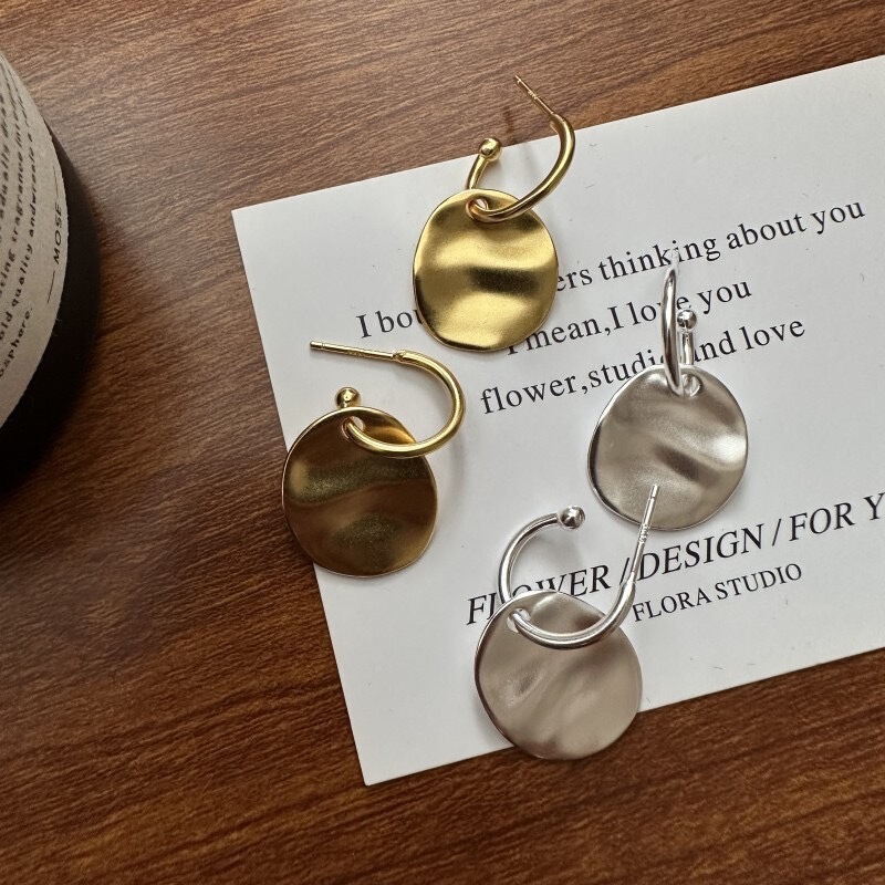 Ireya Chunyi Korean-style Niche Design Pleated Texture Earrings Korean-style Blogger Main Simple Fashion Ear Jewelry