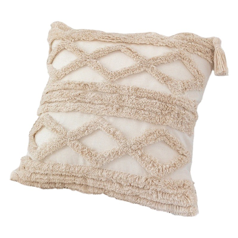 Ins bohemio Estilo nórdico tufted bordado funda de almohada artesanía borla sala de estar sofá modelo habitación almohada